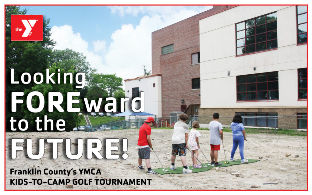 local kids playing golf in the y's newly demolished lot